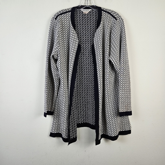 Exclusively Misook Woman Open Front Black White Cardigan Size 1X - Picture 1 of 7